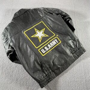 Vintage US Army Leather Jacket Mens Bomber Black Medium Fleece Lined America